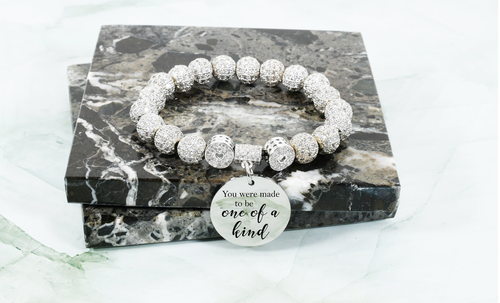 Iced Out Hearts Inspirational Stretch Bracelet - 2XHRTONEOFAKINDSLVSM