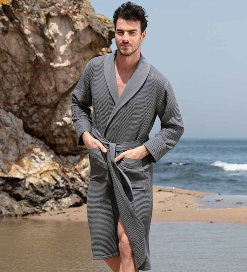 Men's Luxury Long Waffle Bathrobe - BC-RWP112M-CHA-XL64