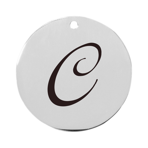 22mm Stainless Steel Cursive Initial Disc Charm - PinkBox3-3243