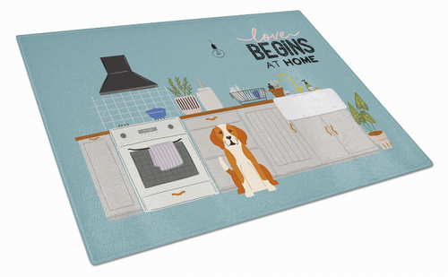 Kitchen Scene Dog Print Glass Cutting Board Large - CK7814LCB
