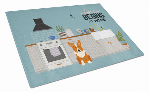 Kitchen Scene Dog Print Glass Cutting Board Large - S000213B001695P020198V023