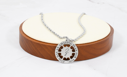 God Has A Plan Initial Sun Pendant Necklace By Pink Box - SUNRNDGODHASAPLANZ
