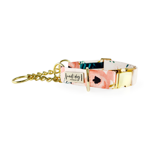 Charleston Blush Floral Tea Rose Buckle & Martingale Dog Collar - S002793B002925P000048V044