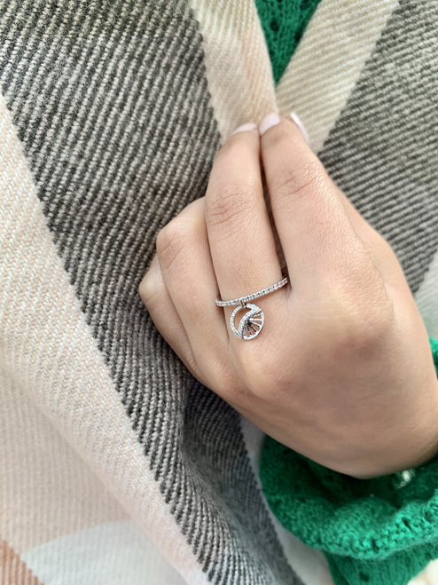 Moon Phases Diamond Charm Ring in Sterling Silver - S000111B001158P000077V006
