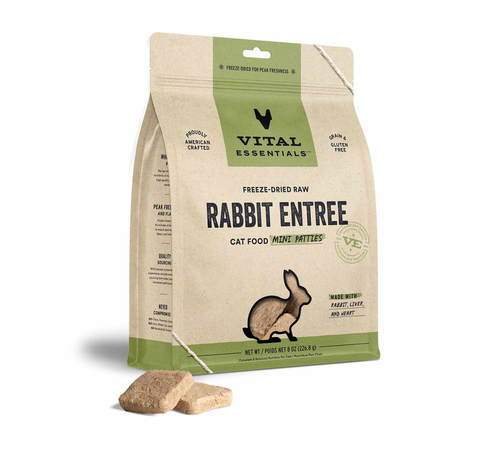 Vital Essentials Freeze-Dried Raw Rabbit Entree Cat Food Mini Patties