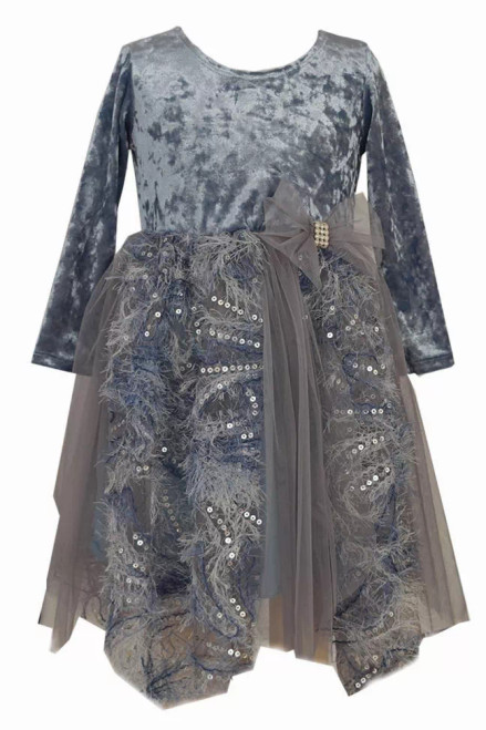 Verona Crushed Velvet Petal Dress - A61445INDLM2T Verona Crushed Velvet Petal Dress - A61445INDLM2T