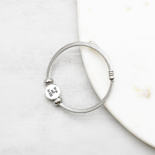Interchangeable Reverisble Inspirational Bracelets - D-LETGOLETGOD-WHT-SM