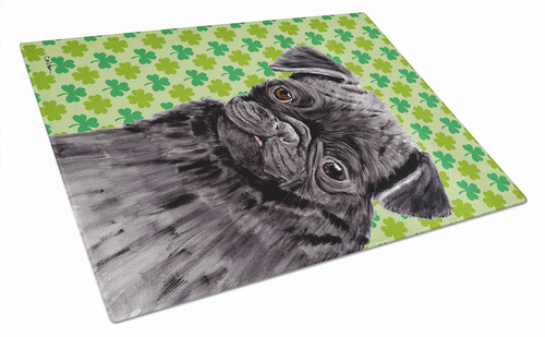 St. Patrick's Day Dog Print Glass Cutting Board Large - SC9286LCB