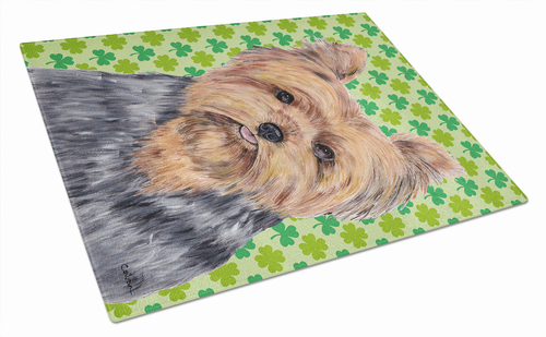 St. Patrick's Day Dog Print Glass Cutting Board Large - SC9308LCB