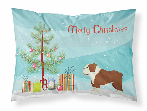 English Bulldog Christmas Tree Fabric Standard Pillowcase