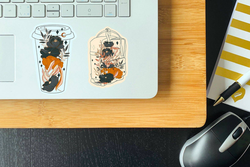 Flowered Coffee Vinyl Sticker