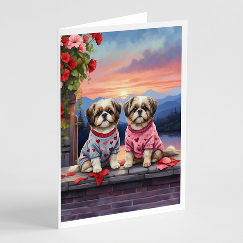 Shih Tzu Two Hearts Greeting Cards Pack of 8