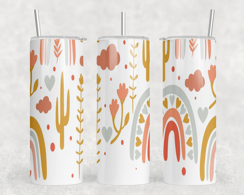 Cactus and Rainbows|Skinny Tumbler|Optional Bluetooth Speaker| Speaker Color Varies