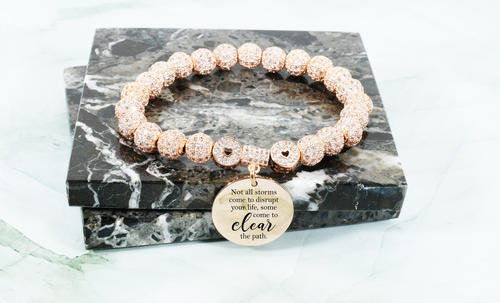 Iced Out Hearts Inspirational Stretch Bracelet - HRTCLEARTHEPATHRGDMD