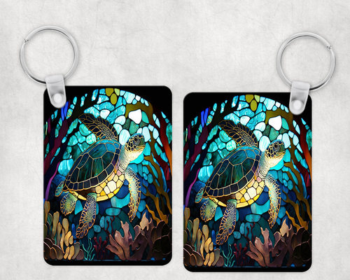 Stained Glass Sea Turtles Keychain
