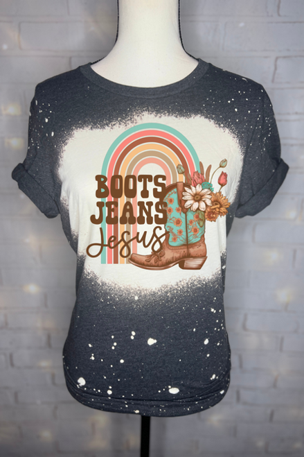 Boots, Jeans and Jesus Bleached Graphic Tee