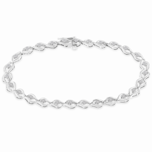 Sterling Silver 1/2carat Total Diamond Weight Rose-cut Diamond Link Bracelet