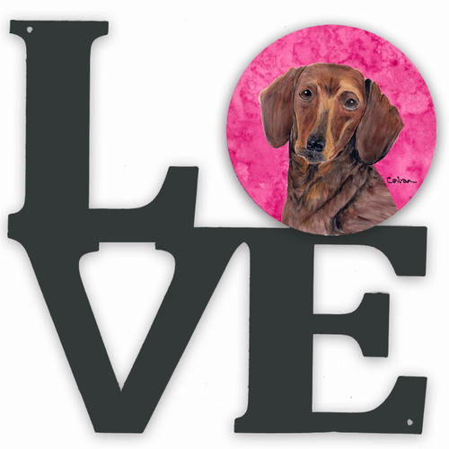 Blue/Pink Dog Metal Wall Artwork LOVE - SC9137PKWALV