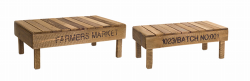 Slotted Pedestal (Set of 2) 21"L, 24"L Wood