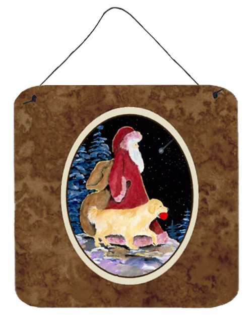 Santa Claus with Dog Wall or Door Hanging Prints