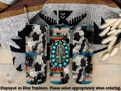 Cowhide Serape Cactus Steel Tumbler