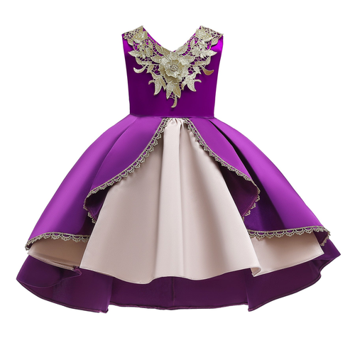 Baby Girl Flower Embroidered Pattern Vest Formal Dress Birthday Dress - S002469B002707P000142V039