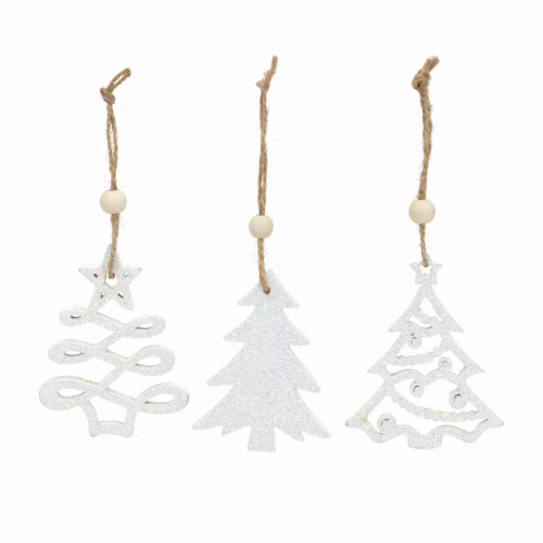 Tree Ornament (Set of 9) 3"H Wood