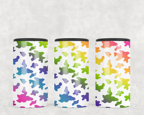 Rainbow Cow Print  Steel can hugger - optional speaker