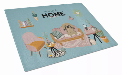 Sweet Home Dog Print Glass Cutting Board Large