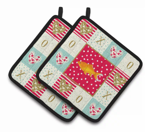 Fish & Marine XOXO on Pair of Pot Holders - S000213B001695P008371V009