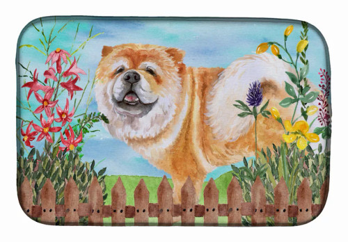 Spring Dog on Dish Drying Mat - S000213B001695P115611V015