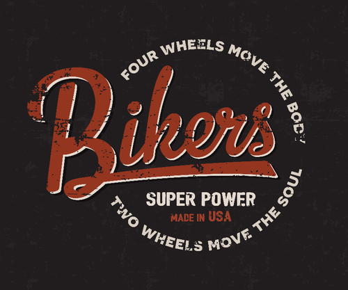 Bikers/Super Power/Made In USA/Two Weels Move The Soul/Four Wheels Move The Body T-shirt - S001773B002232P003629V003