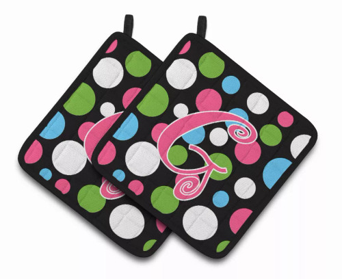 Monogram Polkadots Pair of Pot Holders - S000213B001695P068636V038