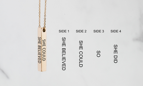 3D Vertical Bar Necklace With Austrian Crystal - PinkBox3-9751
