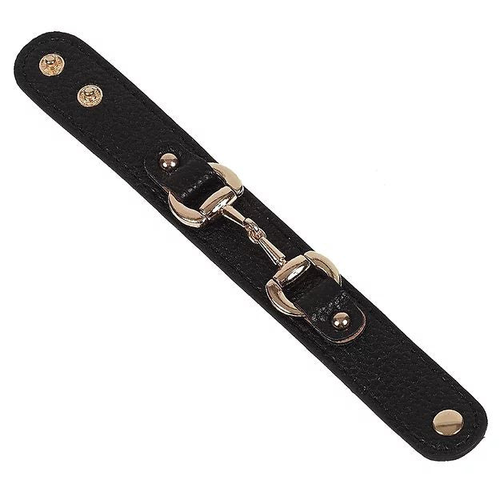 AWST Int'l Leather withGold Tone Snaffle Bit Bracelet - 63-JB4850-BK