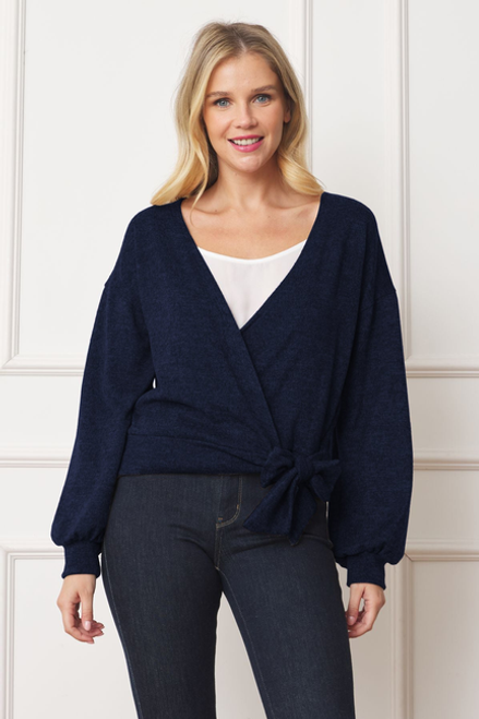 Surplice Knit Top with Tie Accent - 2ELOGES2566