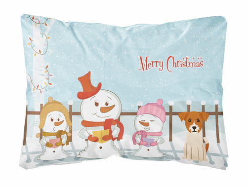 Merry Christmas Carolers Dog Art Canvas Fabric Decorative Pillow - BB2439PW1216