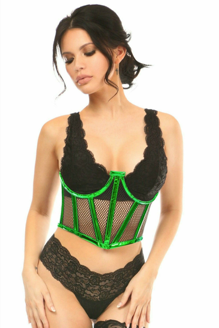 Lavish Holo & Fishnet Underwire Waist Cincher Corset - LV-1396-5X