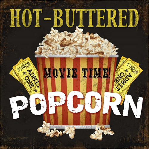 Hot Buttered Popcorn Theater Art by Jean Plout, Framed Art