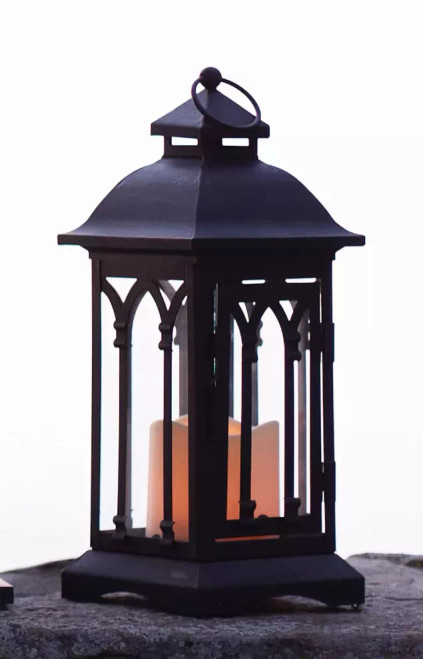 Lantern with 3"x3" LED Candle (Set of 2) 12.25"H Iron/Glass/Plastic - 2 AA Batteries Not Included - 50209DS