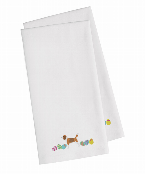 Easter Dog Design Embroidered Kitchen Towel Set of 2 - CK1604WHTWE