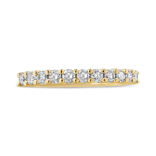 14K Yellow Gold Plated .925 Sterling Silver 1/2 cttw Shared Prong Set Brilliant Round-Cut Diamond 11 Stone Band Ring (K-L Color, SI2-I1 Clarity) 14K Yellow Gold Plated .925 Sterling Silver 1/2 cttw Shared Prong Set Brilliant Round-Cut Diamond 11 Stone Band Ring (K-L Color, SI2-I1 Clarity)