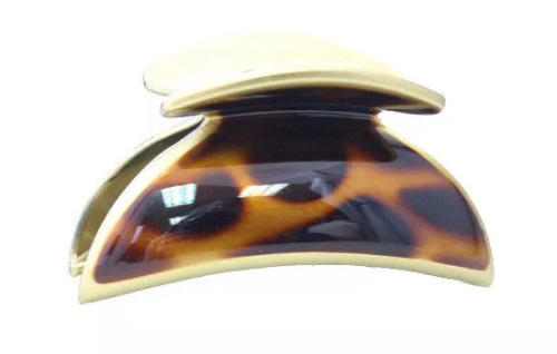 Tortoise Shell & Gold Large Euro Hair Claw - 4897-03