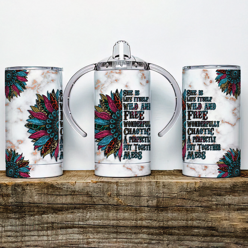 Sunflower She Is Life Itself Insulated Kids Dual Lid Sippy Cup Tumbler