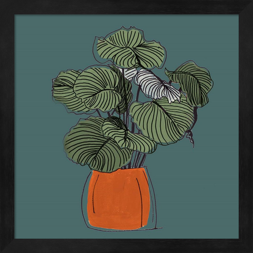 The Retro Pot On Teal I by Patricia Pinto, Framed Art