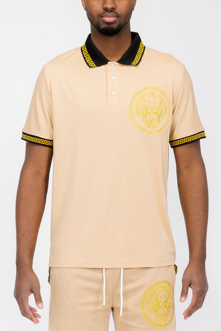 Lion Head Polo Shirt - EMT4104-KH-2XL