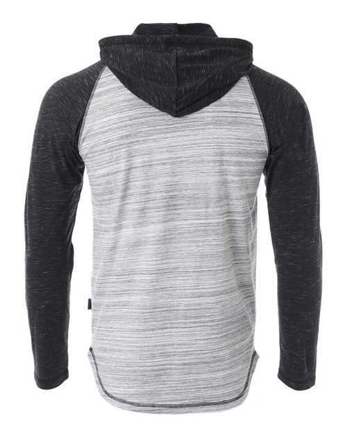 ZIMEGO Long Sleeve Raglan Henley Round Bottom Hood T-Shirts - ZGLS250H-SGRY-BLK-XL