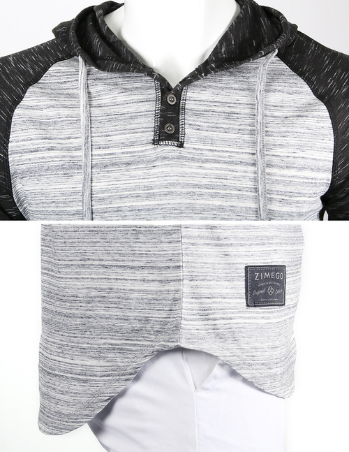 ZIMEGO Long Sleeve Raglan Henley Round Bottom Hood T-Shirts - B002730P000015V073