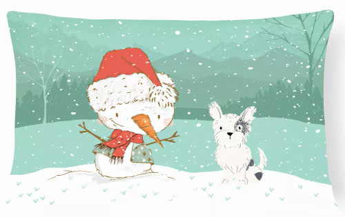 Snowman Christmas Dog Art Canvas Fabric Decorative Pillow - S000213B001695P116195V000