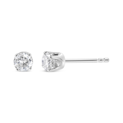 .925 Sterling Silver 1/5 Cttw Round Brilliant-Cut Diamond Classic 4-Prong Stud Earrings (H-I Color, I2-I3 Clarity)